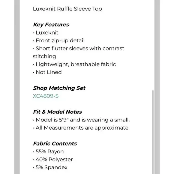 Umgee - Luxeknit Ruffle Sleeve Top - MEDIUM - Picture 5 of 5